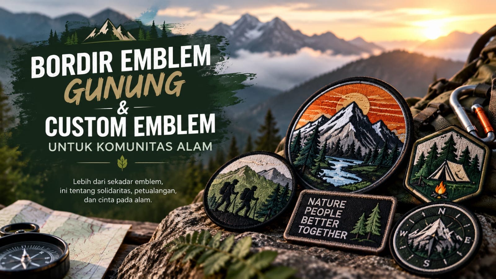 Bordir Emblem Gunung dan Custom Emblem untuk Komunitas Alam